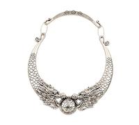 VILLCASE Collier en Alliage Exagéré Argenté Style Rétro Ethnique Double Dragon, Accessoire de Mode pour Femme, comme Bijou et Décoration de Maison
