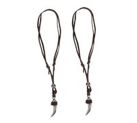 VILLCASE Collier en Cuir Ajustable pour Homme avec Pendentif en Dents de Loup Tribal Lot de 2 Accessoires Nordiques Préhistoriques Style Pirate et Légendes Viking
