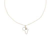 VILLCASE Collier Pendentif Carte Afrique Cœur Ajouré Doré Acier Inoxydable Longs Colliers pour Femmes Mode Chaîne de Pull Bijou Usage Quotidien