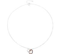 VILLCASE Collier Pendentif Cœur Double Anneaux en Acier Inoxydable Blanc et Rose Chaîne Courte pour Clavicule Accessoire Chic pour Femme Présent Saint-Valentin Bijoux Élégants