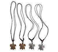 VILLCASE Collier Pendentif Tortue en Résine Imitation Os 4 Pièces Blanc et Marron Accessoires Bijoux Tortues pour Femmes Décoration Pendentif Bracelet Européenne et Américaine