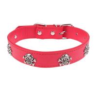 VILLCASE Collier pour Chien et Chat Rouge en Cuir Ajustable Style Halloween Tête de Mort, Sécurité Optimale pour Animaux Lors de Sports ou Sorties en Plein Air
