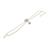 VILLCASE Collier Princesse pour Animaux Double Rang Perle, Cœur, Ajustable | Plastique et Métal, Blanc Léger, Port Quotidien ou Cérémonie, pour Petites Bêtes