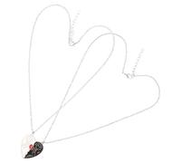 VILLCASE Collier Puzzle en Alliage Argenté de Cœur pour Couples Pendentif Cœur Assorti Symbole d'Amour Bijou Polyvalent pour Saint-Valentin et Relation