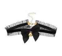 VILLCASE Collier Ras-de-cou à Clochette Rétro pour Femmes en Dentelle Noire avec Nœud Élégant, Design Unique et Confortable pour Tenue Quotidienne ou Fêtes Lolita