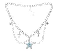 VILLCASE Collier Ras du Cou Étoile et Croix en Alliage pour Femmes | Style Gothique et Mode, Longueur Réglable, Résistant à Décoloration, pour Fêtes et Festivals