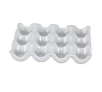 VILLCASE Coquetier Céramique Blanc 12 Compartiments pour Réfrigérateur, Plateau à Œufs Maison en Céramique, Design à Rainures pour Éviter le Roulement et Adapté Camping
