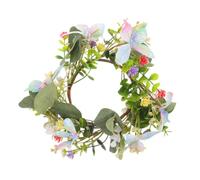 VILLCASE Couronne Artificielle Eucalyptus avec Anneau Porte-Bougie Décoratif Centre de Table Mariage Guirlande Verte pour Porte Entrée et Fête