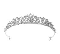 VILLCASE Couronne D'anniversaire Élégante en Alliage Argenté Strass Étincelants, Accessoires pour Cheveux de Bal de Fin D'année Confortables Toute la Journée