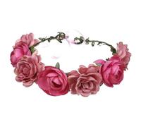 VILLCASE Couronne de Fleurs Artificielles Rose Saumon Serrage-Tête Fleuri Léger en Corde Accessoire Cheveux pour Mariage Demoiselle d'Honneur et Voyages Bandeau Floral Élégant et
