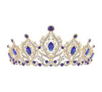 VILLCASE Couronne de Mariage en Alliage Cristaux Blancs et Bleus Serrage-Tête Léger pour Femmes Accessoire de Cheveux Élégant pour Mariage Anniversaire et Fête Couronnes pour Femmes