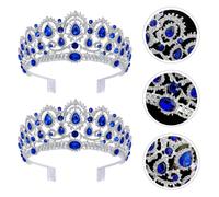 VILLCASE Couronne de Mariage en Cristal Bleu Peigne, Tiare de Mariée Élégante Légère, Accessoire pour Cheveux Femme, pour Mariages, Fiançailles et Fêtes, Coiffe de Couronne Scintillante