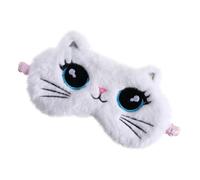 VILLCASE de Sommeil Yeux en Peluche Douce Cache-Œil de Sommeil Garçon et Filles Motif Chat Blanc Bandeau Extensible Léger et pour Voyage Sieste et Pause Déjeuner