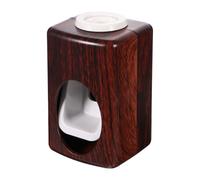 VILLCASE Distributeur Automatique de Dentifrice Fixation Adhésive sans Perçage Mural en Plastique Marron Design Grain de Bois Détachable et Lavable pour Décoration Salle de Bain