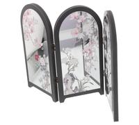 VILLCASE Écran Pliant de Bureau Mini Décoration D'écran de Bureau Style Chinois Rétro Panneau Miroir Pliable en PVC Mousse et Acrylique 33,2x23x1cm Portable Peu Encombrant et Dortoir