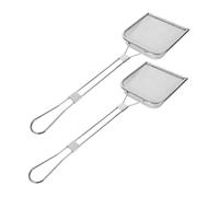 VILLCASE Écumoire Carrée Inox 2 Pièces Maille Fine Poignée Longue Filtration Huile Graisse Cuisson Professionnelle La Cuisine Maison Friture Poulet Frites Résistante