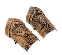 VILLCASE Ensemble D’Armure de Chevalier pour Garçon et Filles en Plastique avec Bouclier Rond Dragon Orné Cornes, Paire de Protège-Bras, Accessoires de Pirate pour Cosplay, Halloween