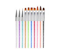 VILLCASE Ensemble de 10 Stylos pour Nail Art en Nylon Kit de Stylos de Dessin et Peinture sur Ongles Accessoires de Manucure Précis pour Usage Professionnel et Personnel