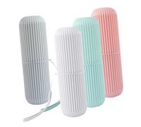 VILLCASE Ensemble de 4 Étuis de Rangement pour Brosses à Dents et Dentifrice en Polypropylène, Compact et Portable, Couleurs Gris Blanc Rose Vert d'eau, pour Voyage, École et Usage