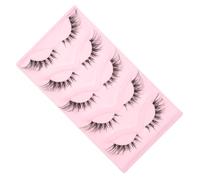 VILLCASE Ensemble de 5 Paires de Faux Cils Noirs en Matériau Synthétique, Légers et Sûrs, sans Résidu Excessif, Style Classique pour Maquillage Quotidien et Scène