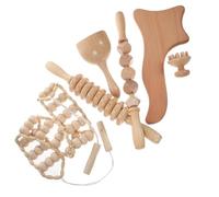 VILLCASE Ensemble de 6 Outils de Massage Thérapeutiques en Bois Lisses Kit Complet pour Dos Nuque et Épaules Accessoires Polyvalents pour Relaxation et Soulagement Musculaire