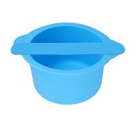 VILLCASE Ensemble de Bols Mélangeurs en Silicone Résistant la Chaleur avec Bâton Mélangeur, Bol Pliable à Fond Plat Bleu pour Masques Faciaux et Épilation à Domicile