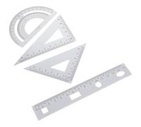 VILLCASE Ensemble de Règles en Métal en Alliage D'aluminium Argenté, Kit D'outils de Dessin Robustes et Portables pour École et Bureau, Rapporteur et Équerre Pratiques