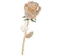 VILLCASE Épingle Fleur de Rose Perles Imitation et Cristaux, Alliage de Zinc, Épingle Décorative Élégante pour Femme, pour Mariage et Banquet