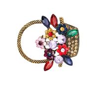 VILLCASE Épingle Vintage Panier de Fleurs pour Femmes avec Cristaux, Alliage Solide, Épingle Robuste pour Décoration Élégante, Saint-valentin et Noël