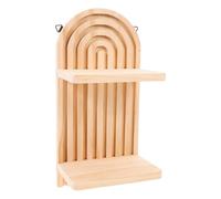 VILLCASE Étagère Murale Boho Bois Naturel Double Support de Rangement Compact et Stable pour Salle de Bain Bureau et Salon Gain de Place Murale
