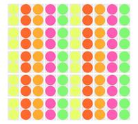 VILLCASE Étiquettes Autocollantes Rondes Fluorescentes 100pcs, Papier Fluorescent Auto-adhésif Facile à Décoller, pour DIY et Usage Domestique