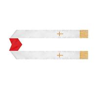 VILLCASE Étole de Mariage Réversible Brodée à Pompons en Croix Châle de Prêtre pour Femme 135 CM Rouge et Blanc Étole de Clergé Légère pour Tenue Cérémonie Mariage