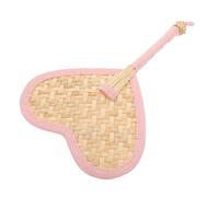 VILLCASE Éventail Main Tissé Main Paille de Blé Mini Ventilateur Portable Forme de Cœur Léger pour Garçon Fille Cadeau Fête Shower