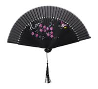 VILLCASE Éventail Pliant Vintage Soie avec Motif Floral Éventail à Main pour Danse Accessoire Décoratif pour Fête et Mariage Élégant Satin