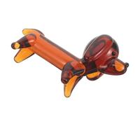 VILLCASE Figurine de Teckel en Verre Marron Soufflé Main, Mini Taille Vintage pour Décorations de Jardin Féerique et Bureaux, Présent Amateurs d'animaux