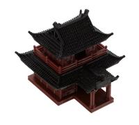 VILLCASE Figurine Miniature de Gazebo Chinois en Plastique Marron, Décor de Jardin Zen Résistant Décoloration, Modèle de Bâtiment Ancien pour Bureaux et DIY