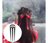 VILLCASE Fourchette à Cheveux à 3 Dents en Bois Sculpté Style Vintage Fait Main Accessoire Coiffure Femme pour Fêtes et Voyages