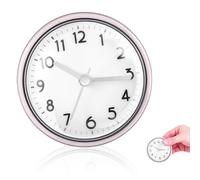 VILLCASE Horloge Murale Étanche avec Ventouse 7,5 x 7,5 x 4 cm - Fixation Solide sur Surfaces Lisses pour Salle de Bain et Cuisine - Résistante à la Vapeur et aux Éclaboussures pour Utilisation