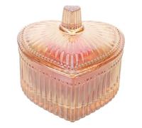 VILLCASE Houppette Compacte en Peluche Forme Cœur avec Boîte en Verre Élégante pour Poudre, pour Mariage et Fête, Distribution Uniforme et Rangement Pratique