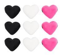 VILLCASE Houppettes à Poudre 9 Pièces Forme Cœur Petite Taille En Peluche Ultra Douce Pour Maquillage Visage Poudres Fonds Teint Utilisation Quotidienne Femmes Variations Noir Blanc Rose