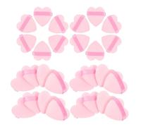 VILLCASE Houppettes à Poudre Visage de Cœur 50pcs, Éponge Douce en Mousse Flockée, Application Lisse et Uniforme, Design Multifonctionnel et Féminin