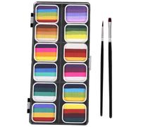 VILLCASE Kit de Maquillage Professionnel Visage Corps 12 Couleurs Dégradées Peinture Corporelle Aquarelle Sans Danger Palette Portable avec 2 Pinceaux pour Halloween et Cosplay