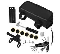 VILLCASE Kit de Réparation de Pneus Vélo Multifonction avec Mini Pompe | Noir, Outils de Rustine et Démonte-pneus Inclus, Format Compact et Léger pour Sorties Extérieures