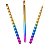 VILLCASE Kit de Stylos pour Nail Art DIY 3 Pinceaux en Nylon Délicats et Manche PC Coloré, Accessoires Manucure pour Créations Précises à Domicile