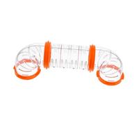 VILLCASE Kit Tunnels Cage à Hamster Extérieure, Accessoires Connecteurs Tubes DIY, Plastique Acrylique Orange, Court Droit 2 Tubes Coudés 4 Anneaux, Jeu Modulable pour Petits Animaux