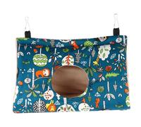 VILLCASE Lit pour Oiseaux Suspendu Triangulaire, Hamac en Coton Épais, Nid Moyen Bleu Trou Rond, pour Cages à Perroquets Et Perruches, Refuge D’Hiver Confortable pour Oiseaux Cage