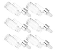 VILLCASE Lot de 10 Flacons en Verre de 10 Ml pour Huiles Essentielles Compte-Gouttes Transparent Bague Argentée Brillante et Embout en Silicone Blanc Rechargeables et Adaptés aux