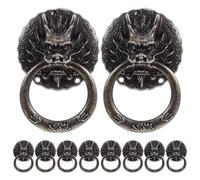 VILLCASE Lot de 10 Poignées de Meuble en Alliage Rétro Tête de Dragon Finition Bronze Vert Antique, Poignées de Tiroir et Armoire Décoratives Cuisine, Salon et Remplacement Facile