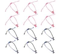 VILLCASE Lot de 12 Bracelets de Sensibilisation au Sspt Faits Main en Corde Tressée Ajustable Bijoux Tressés pour Femmes Cordon Rose Accessoires de Bien-être Mental et Soutien au