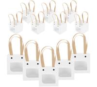 VILLCASE Lot de 12 Paquet Présents Papier avec Fenêtre Transparente 10x10x10 Cm, Petits Sachets Présents pour Anniversaire et Mariage, Emballage Léger Réutilisable pour Fêtes et Goûters